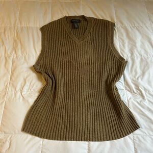 Banana Republic Tan Ribbed Cotton Knit Vest